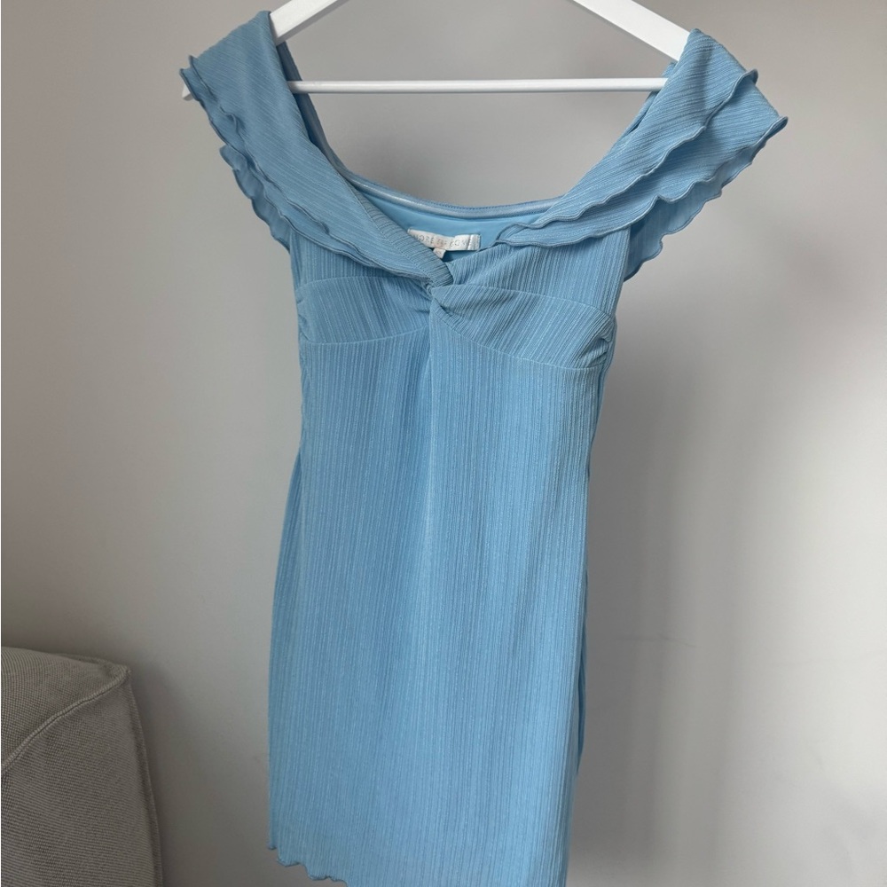 Revolve/More to Come- Graciela Off Shoulder Dress in Baby Blue (NEW)